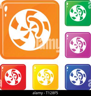Swirl icons set vector color Stock Vector