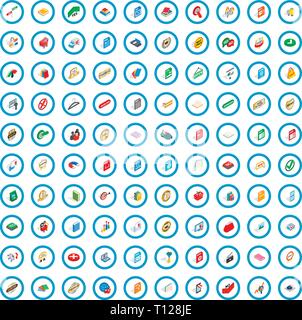 100 mark icons set, isometric 3d style Stock Vector