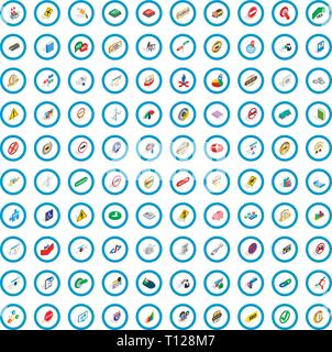 100 marker icons set, isometric 3d style Stock Vector