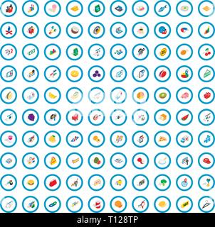 100 marketing icons set, isometric 3d style Stock Vector