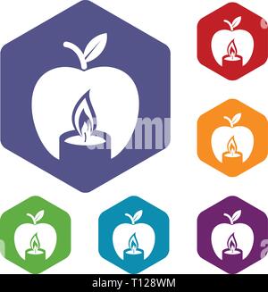 Candle apple icons vector hexahedron Stock Vector