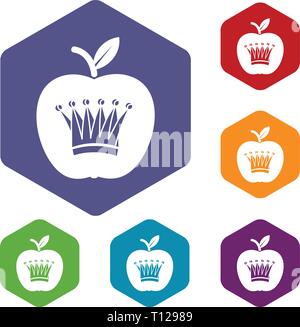 King apple icons vector hexahedron Stock Vector