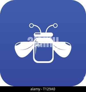 Jar bee honey icon blue vector Stock Vector