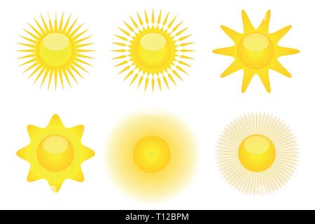 set of sun icons summer holiday sunshine vector illustration EPS10 Stock Vector