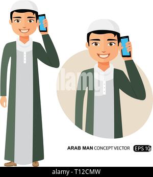 Young arab business man talking the phone vector isolated on white Stock Vector