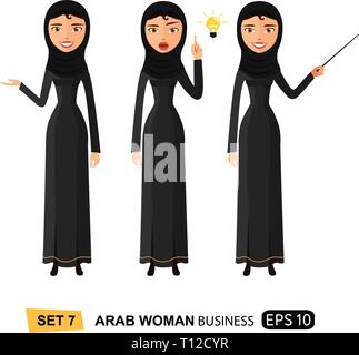 Business woman presenting something get an idea isolated on white flat vector cartoon eps 10 Stock Vector