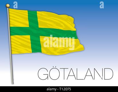 Gotaland regional flag, Sweden, vector illustration Stock Vector