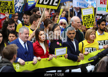 SNP Westminster leader Ian Blackford and mayor of London Sadiq Khan joins anti-Brexit campaigners taking part in the People's Vote March in London. Stock Photo