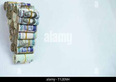 Rolls and Bundles of Naira Cash local currencies Stock Photo