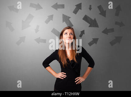 Business person choosing between several directions  Stock Photo