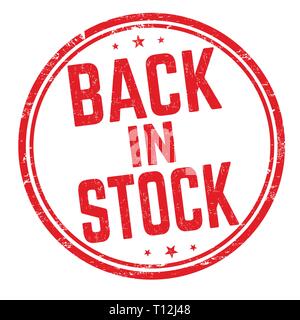 Back in stock sign or stamp on white background, vector illustration Stock Vector