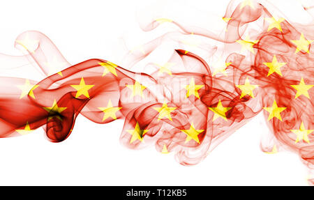 China abstract smoke flag, Vietnam flag. Stock Photo
