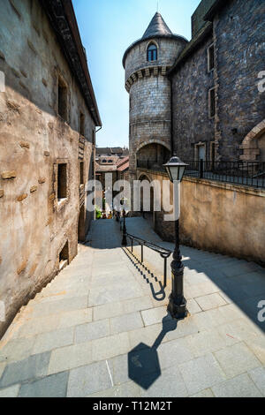 Aerial view of the French village on the top of Ba Na mountain, with beautiful castles, buildings,  streets and campuses. Da Nang, Vietnam Stock Photo