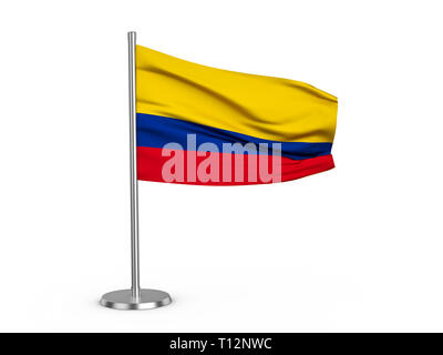 Flapping flag Colombia on a white background. 3d illustration. Stock Photo