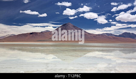 Panoramic view of Laguna Blanca - Siloli desert (Bolivia) Stock Photo