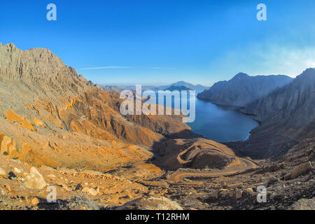 Khor Najd. Fantastic mountain landscape. Ru'us al Jibal. Al Hajar Moutains. Musandam. Oman Stock Photo
