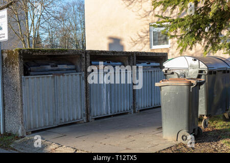 Full garbage containers in Frankenthal Germany Stock Photo