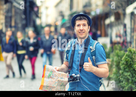 Hipster tourist enjoying London city vibes Stock Photo