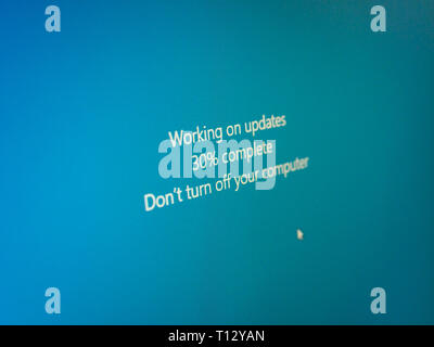 Windows Update message on screen 