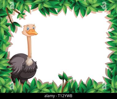 An ostrich on nature frame illustration Stock Vector