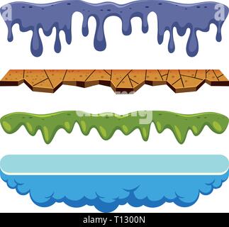 Set of cartoon ground illustration Stock Vector