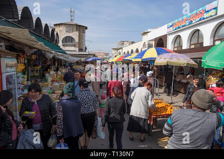 Osh Market in Bishkek, Kyrgyzstan. It is the city's biggest local food and goods market. Stock Photo