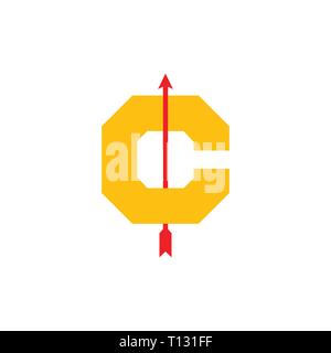 letter c bow arrow design brand logo Stock Vector