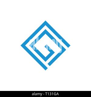abstract letters cg geometric square logo vector Stock Vector