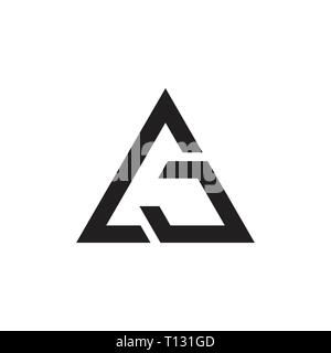 letters gj triangle arrows logo vector Stock Vector