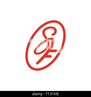 letter sf circle curves logo vector Stock Vector