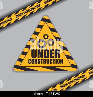 under construction label with traffic signals vector illustration ...