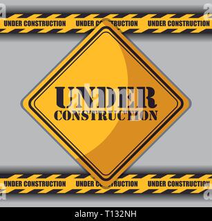 under construction label with traffic signals vector illustration ...