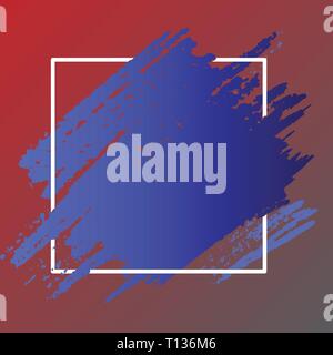 Blue Tone Paint Inside Square Line Frame. Textured Smudges with Blank Space Business concept Empty template copy space isolated Posters coupons promot Stock Vector