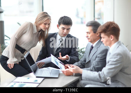 businessman discussing with the business team working documents Stock Photo