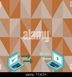 Exchange Arrow Icons Between Two Laptop with Currency Sign and Check ...