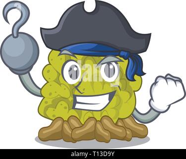 Pirate green coral reef in character shape Stock Vector