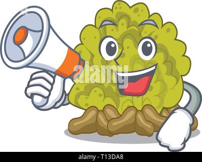 With megaphone green coral reef in character shape Stock Vector