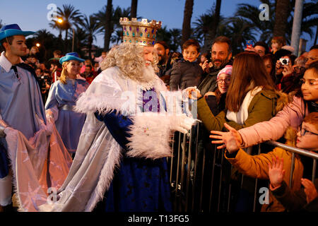 King magicians arriving during christmas to palma port Stock Photo