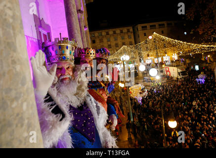 King magicians arriving during christmas to palma port Stock Photo