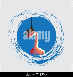 Metallurgical industry concept vector illustration Melting iron process, ladle for melting steel. 10 eps Stock Vector