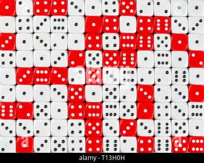 Background patteren of random ordered white and red dices Stock Photo