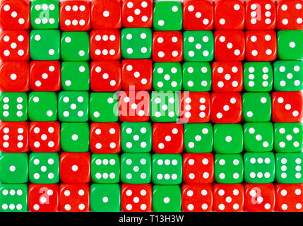 Background of 70 random ordered red and green dices Stock Photo