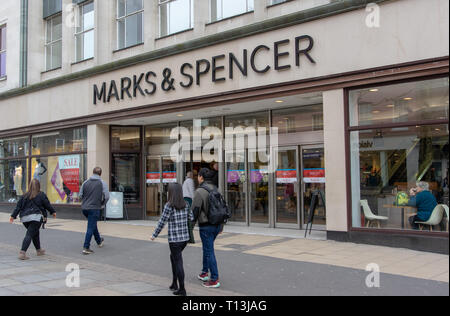 High street frontage banks and shops Stock Photo