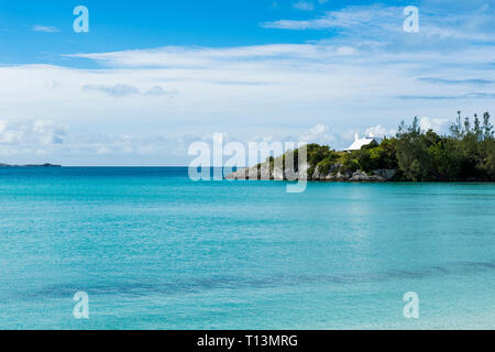 Bermuda, House hidden in the bushes on Shelly bay Stock Photo