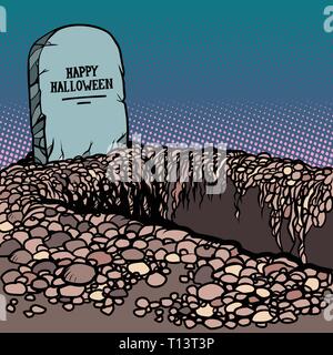 happy Halloween grave Stock Vector