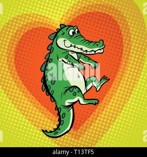 crocodile character, cute heart love Stock Vector