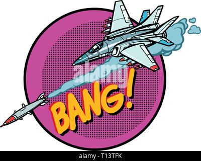 military aircraft attacked by missile, army air force Stock Vector