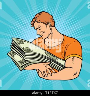 man loves money, care and preservation of Finance Stock Vector