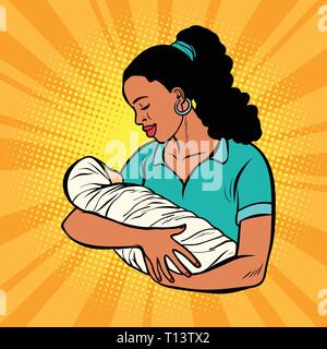 african mother with newborn, woman and child Stock Vector