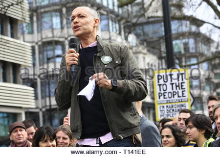 London, UK. 23rd Mar 2019. Supporters of a final say on leaving the EU have started gathering in London for the protest which will end up in Westminster.Many well known speakers including Tom Watson has said he will take part in the rally. Other speakers so far have included Caroline Lucas and Clive Lewis. Credit: Clearpix/Alamy Live News Credit: Clearpix/Alamy Live News Stock Photo